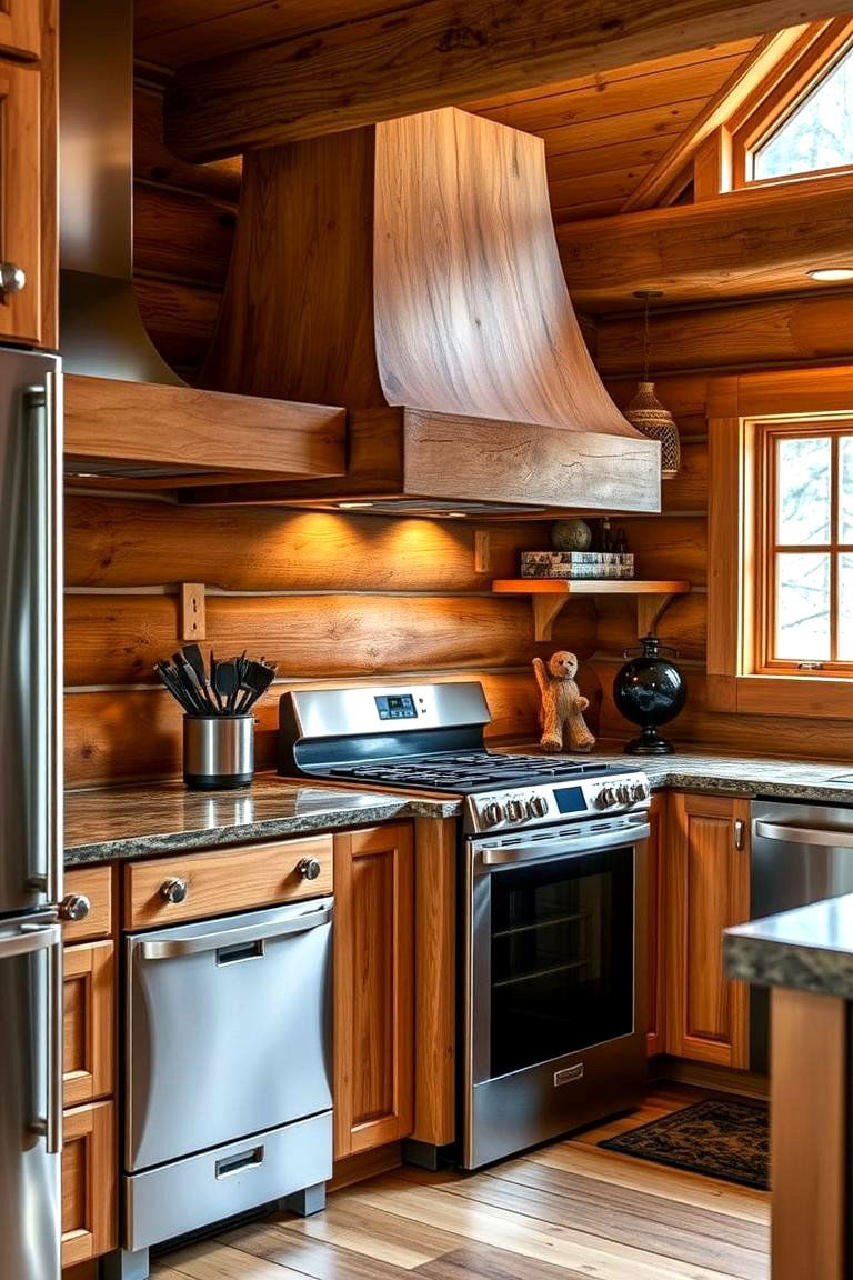 Modern Appliances with Rustic Flair - 24 Log Cabin Kitchen Design Ideas