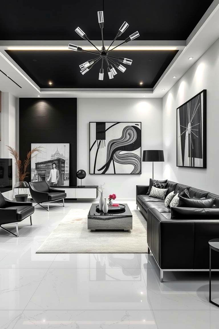 Modern Art Focus - 24 Black and White Living Room Ideas