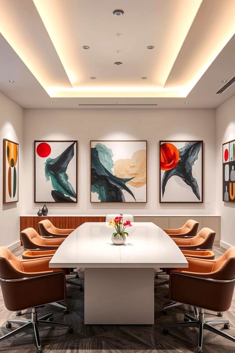 Modern Art Integration - 24 Conference Room Design Ideas and Inspiration