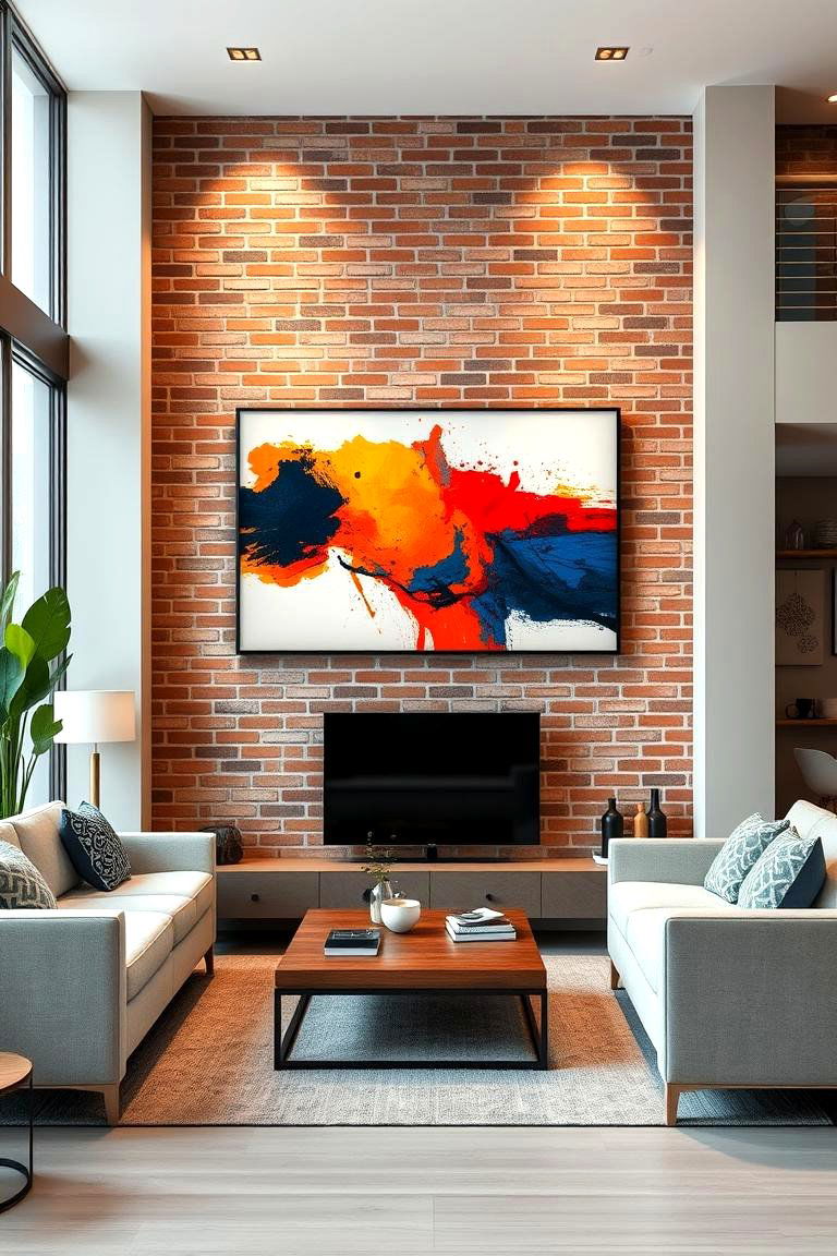 Modern Art Statement - 24 Brick Accent Wall Ideas