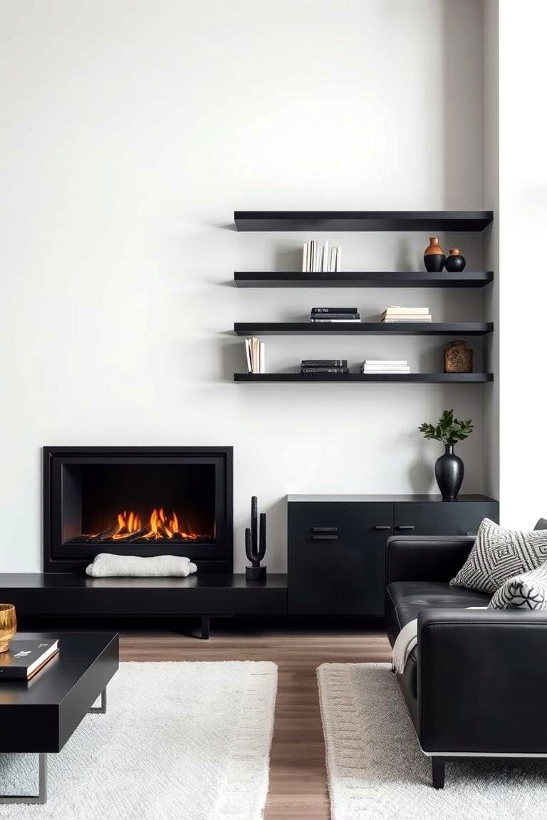 Modern Black Floating Shelves - 24 Fireplace Floating Shelves Design Ideas