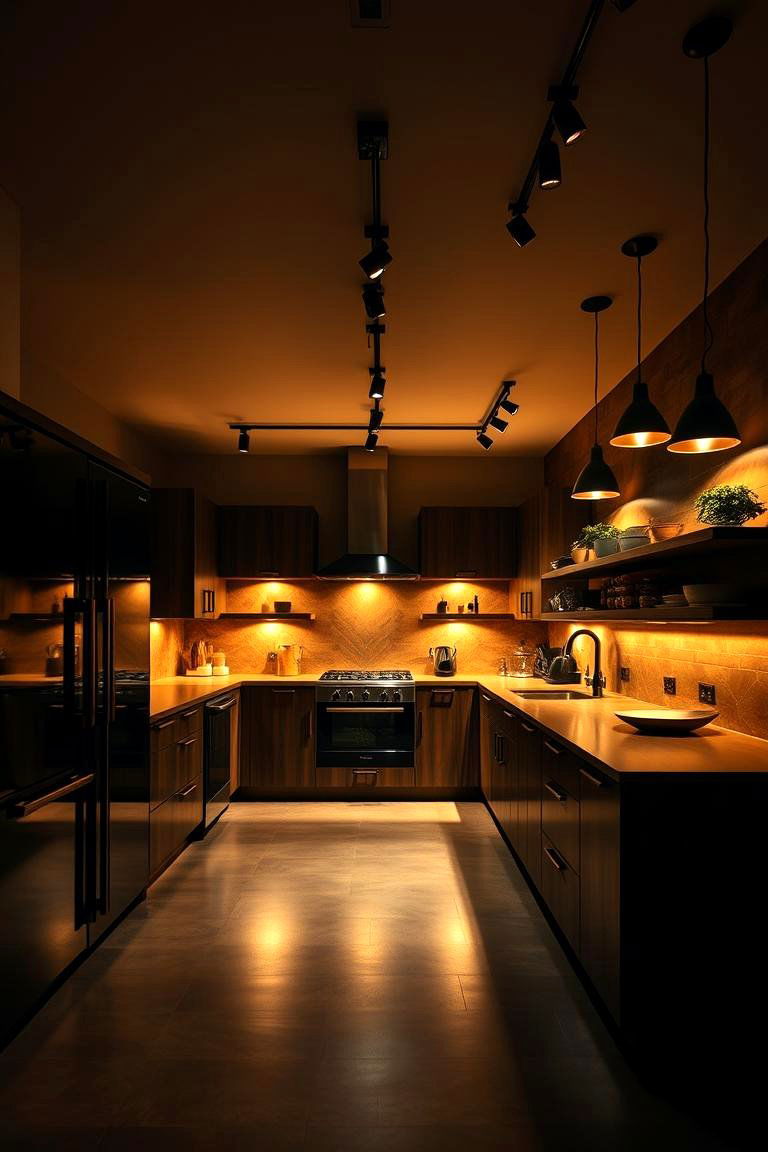 Modern Black Lighting Fixtures - 24 Black and Brown Kitchen Ideas