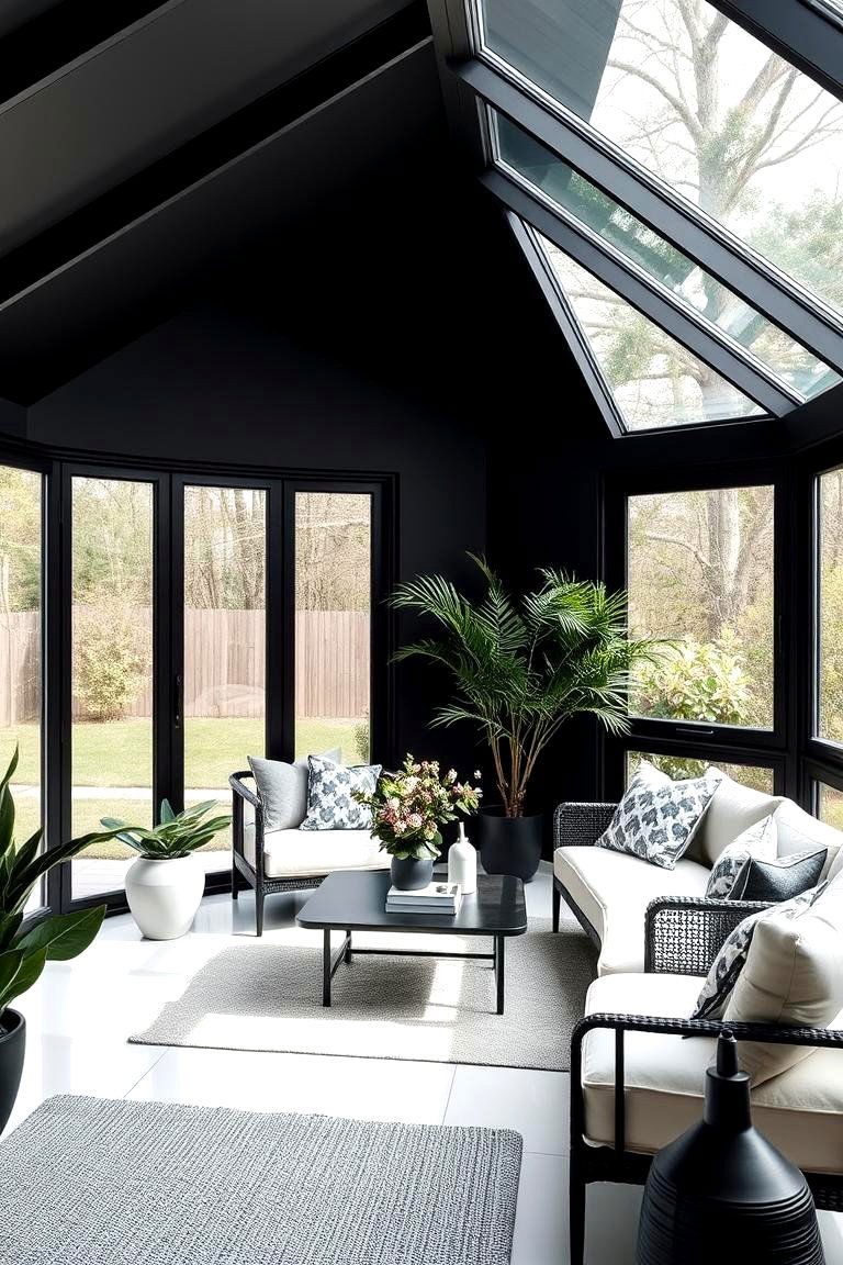Modern Black Minimalism - 24 Sunroom Color Ideas