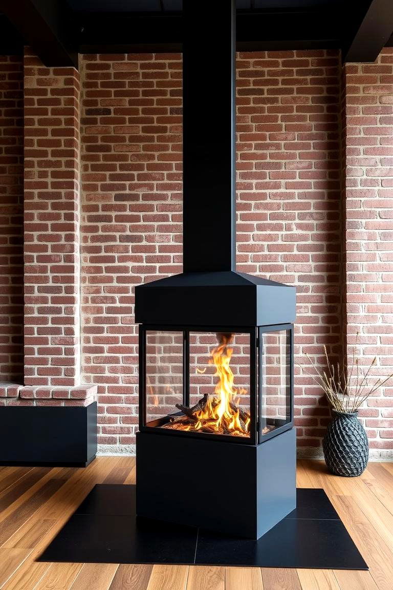 Modern Black Steel Fireplace - 24 3 Sided Fireplace Ideas
