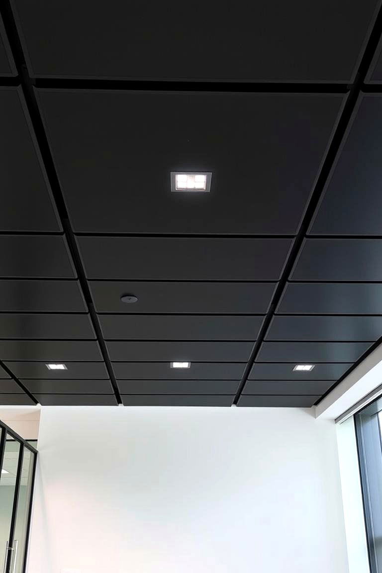 Modern Black Suspended Grid Ceiling - 24 Black Ceiling Design Ideas