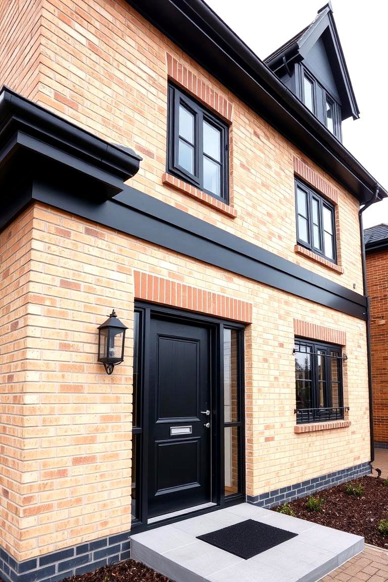 Modern Blonde Brick and Charcoal Contrast - 24 Blonde Brick House Color Schemes