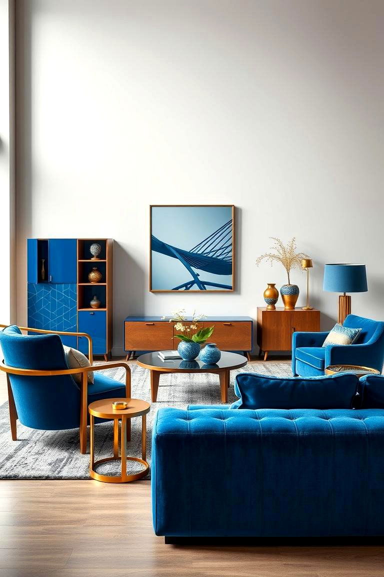 Modern Blue and Gold Furniture Combo - 24 Blue and Gold Bedroom Ideas