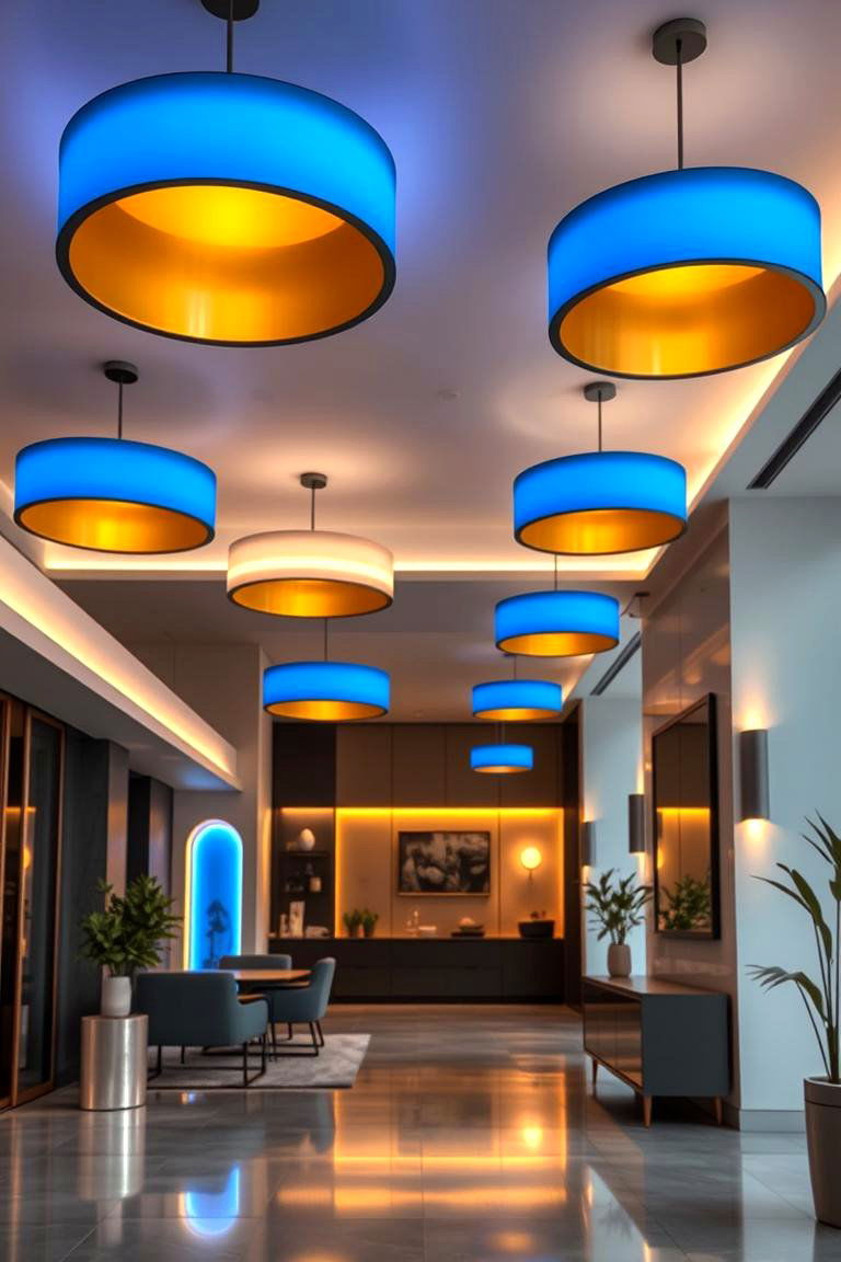 Modern Blue and Gold Lighting Fixtures - 24 Blue and Gold Living Room Ideas