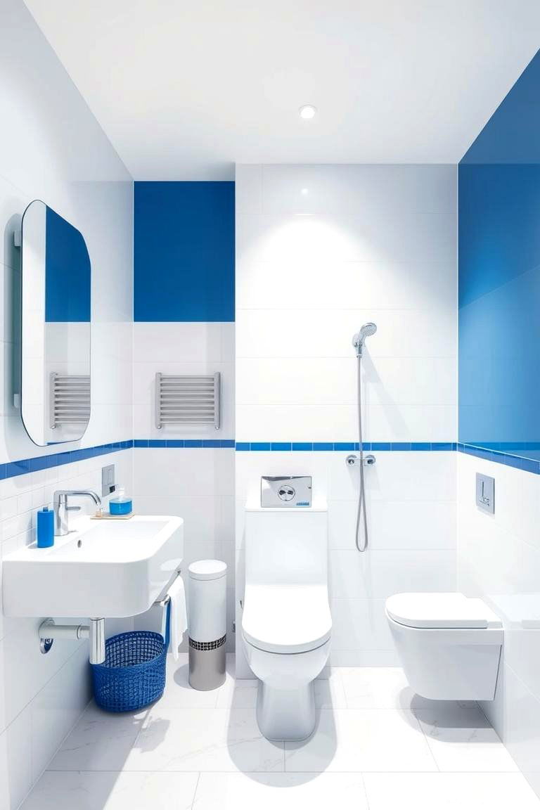 Modern Blue and White Bathroom - 24 Blue and White Bathroom Ideas