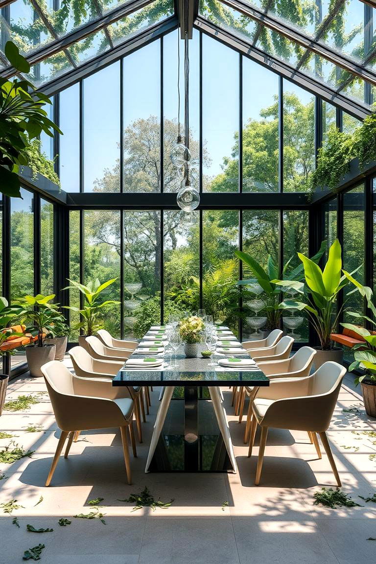 Modern Botanical Minimalism - 24 Greenhouse Dining Room Ideas