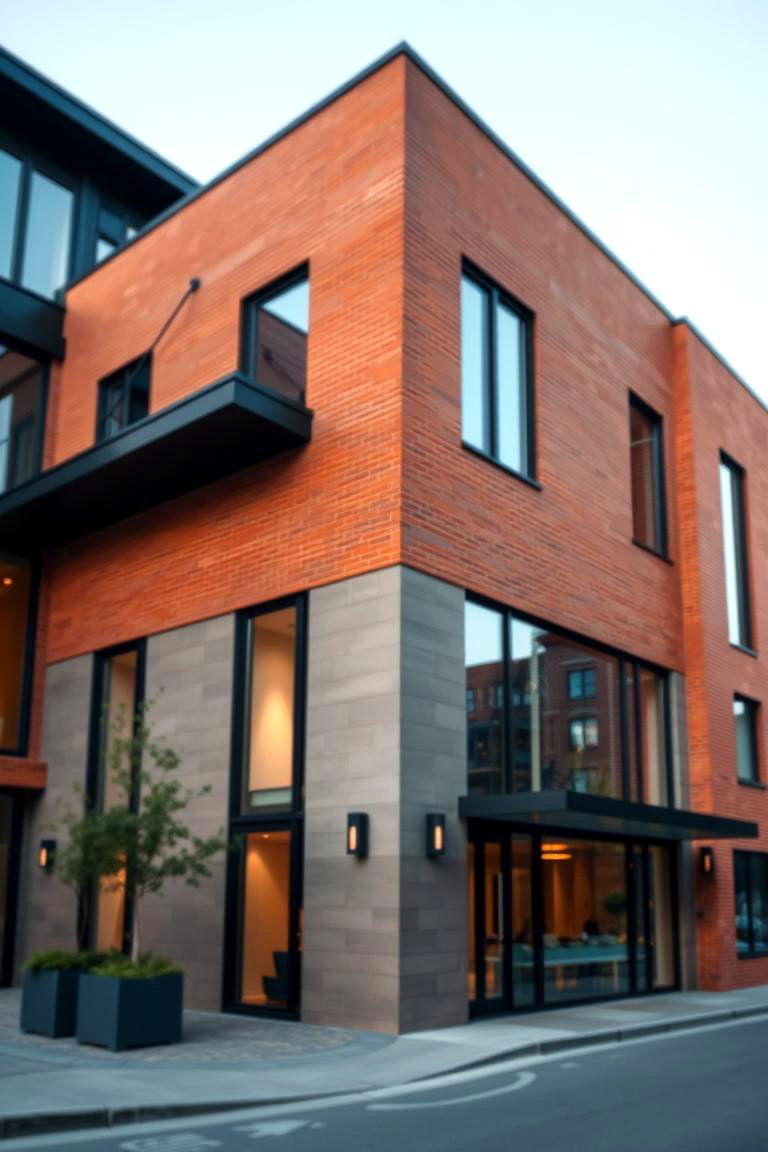 Modern Brick Accents - 24 Brown Brick Exterior Home Ideas