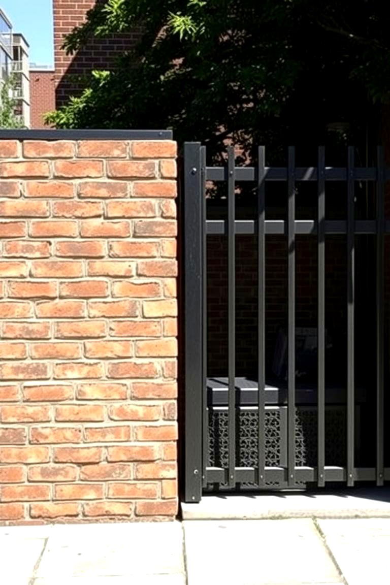 Modern Brick and Steel Combo - 24 Brick Fence Ideas