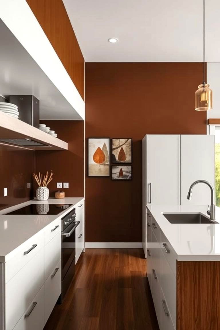 Modern Brown Accent Walls - 24 Brown Kitchen Ideas