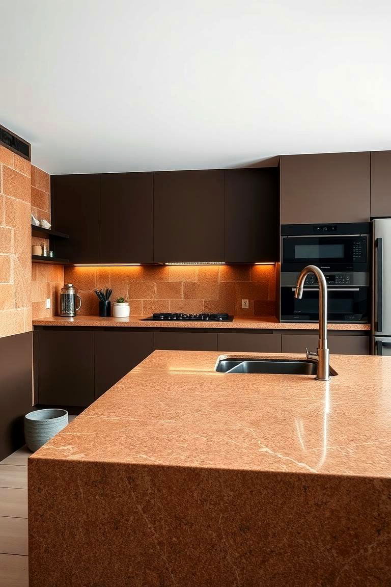 Modern Brown Stone Surfaces - 24 Black and Brown Kitchen Ideas