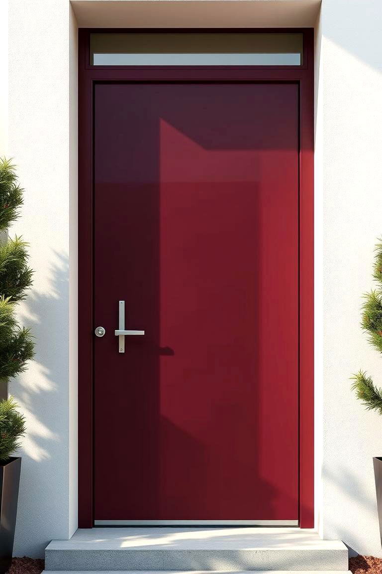 Modern Burgundy Minimalism - 24 Burgundy Front Door Ideas