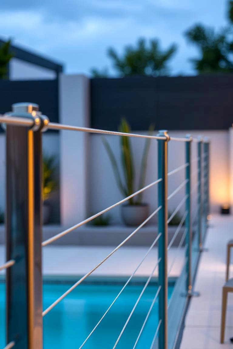Modern Cable Railing - 24 Pool Fence Ideas