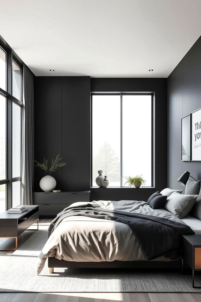 Modern Charcoal Elegance - 24 Charcoal Bedroom Ideas