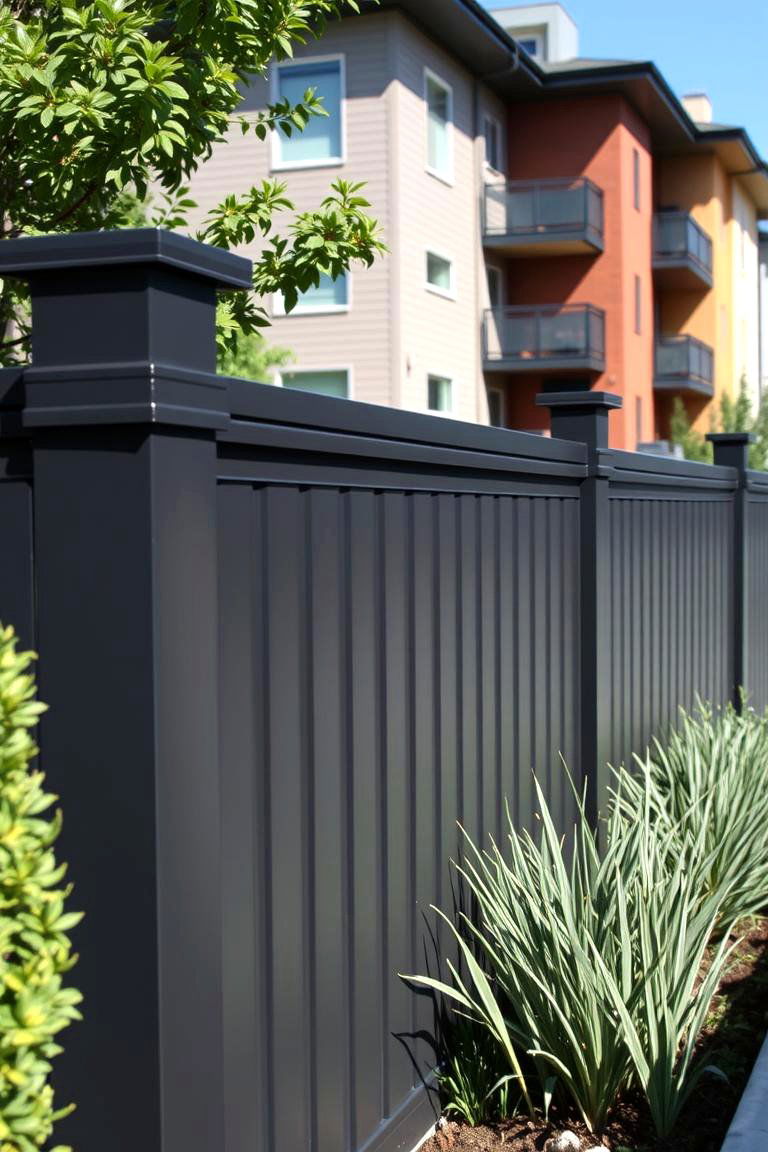 Modern Charcoal Vinyl Fence - 24 Vinyl Fence Colors