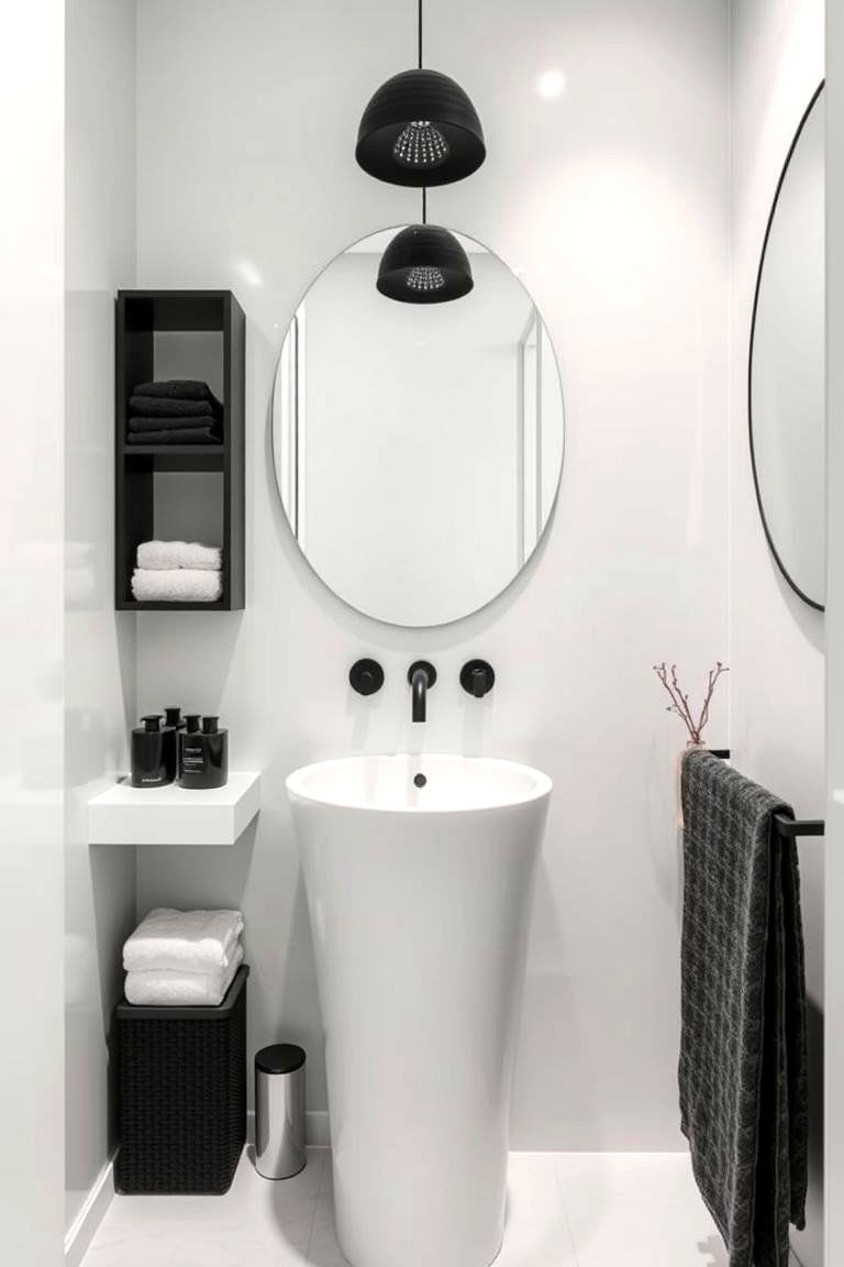 Modern Chic - 24 Black and White Powder Room Ideas