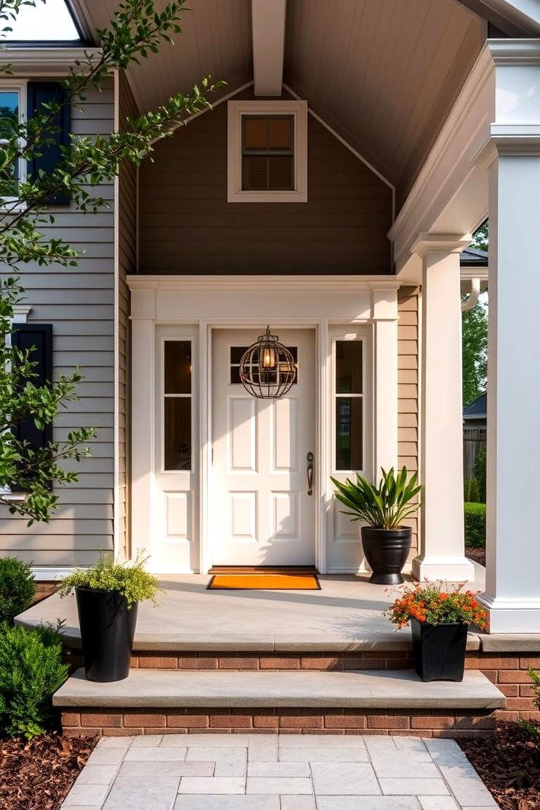 Modern Colonial Blend with Contemporary Flair - 24 Colonial Front Porch Ideas