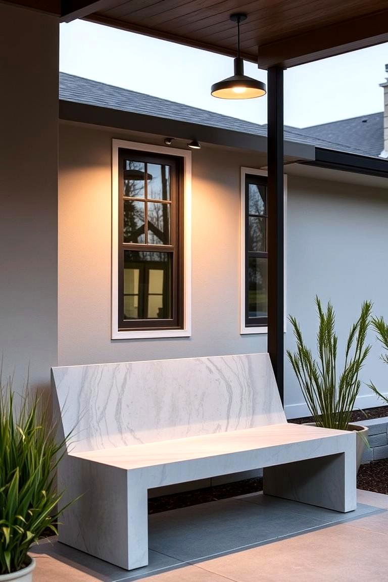 Modern Concrete Bench for a Bold Statement - 24 Front Porch Bench Ideas