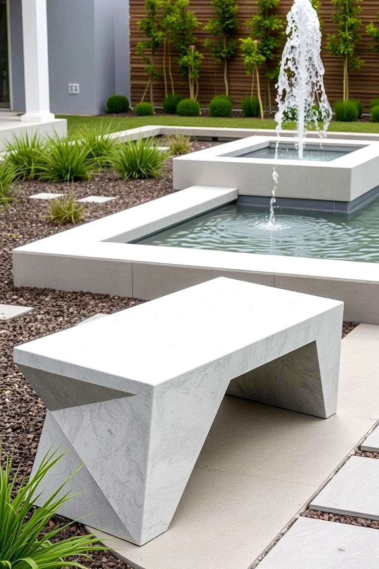 Modern Concrete Bench - 24 Garden Bench Ideas