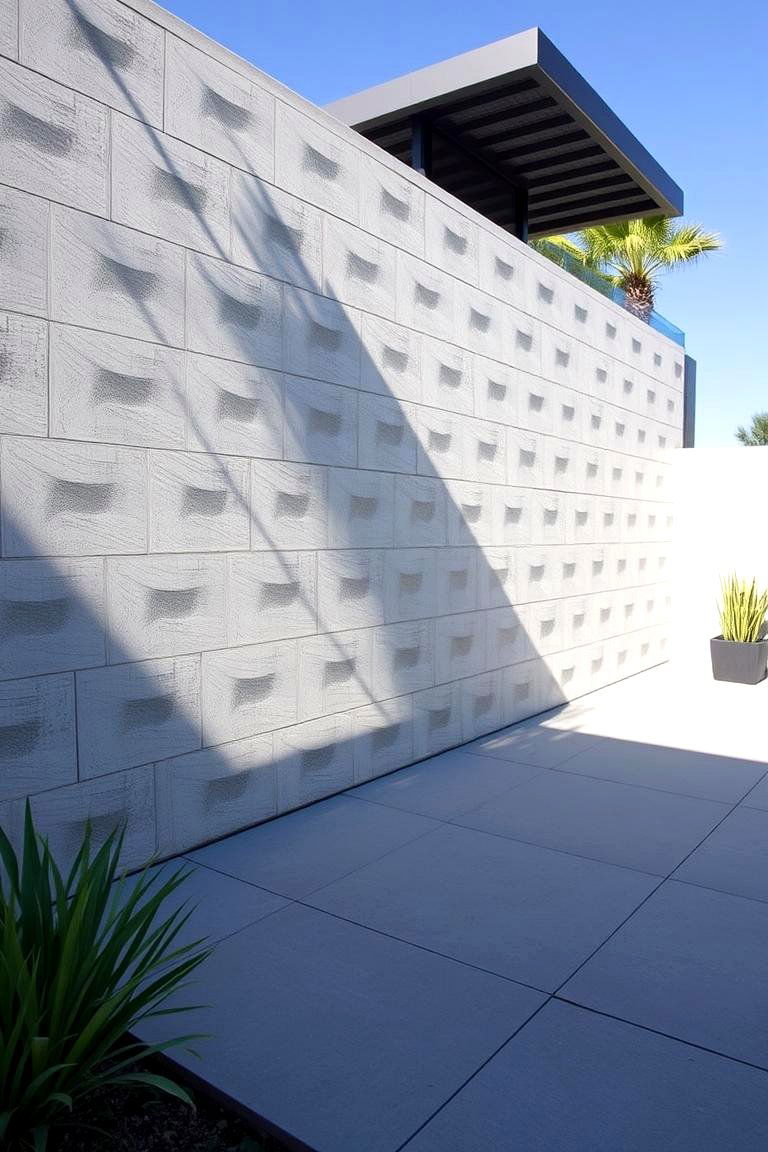 Modern Concrete Block Wall - 24 Patio Wall Ideas