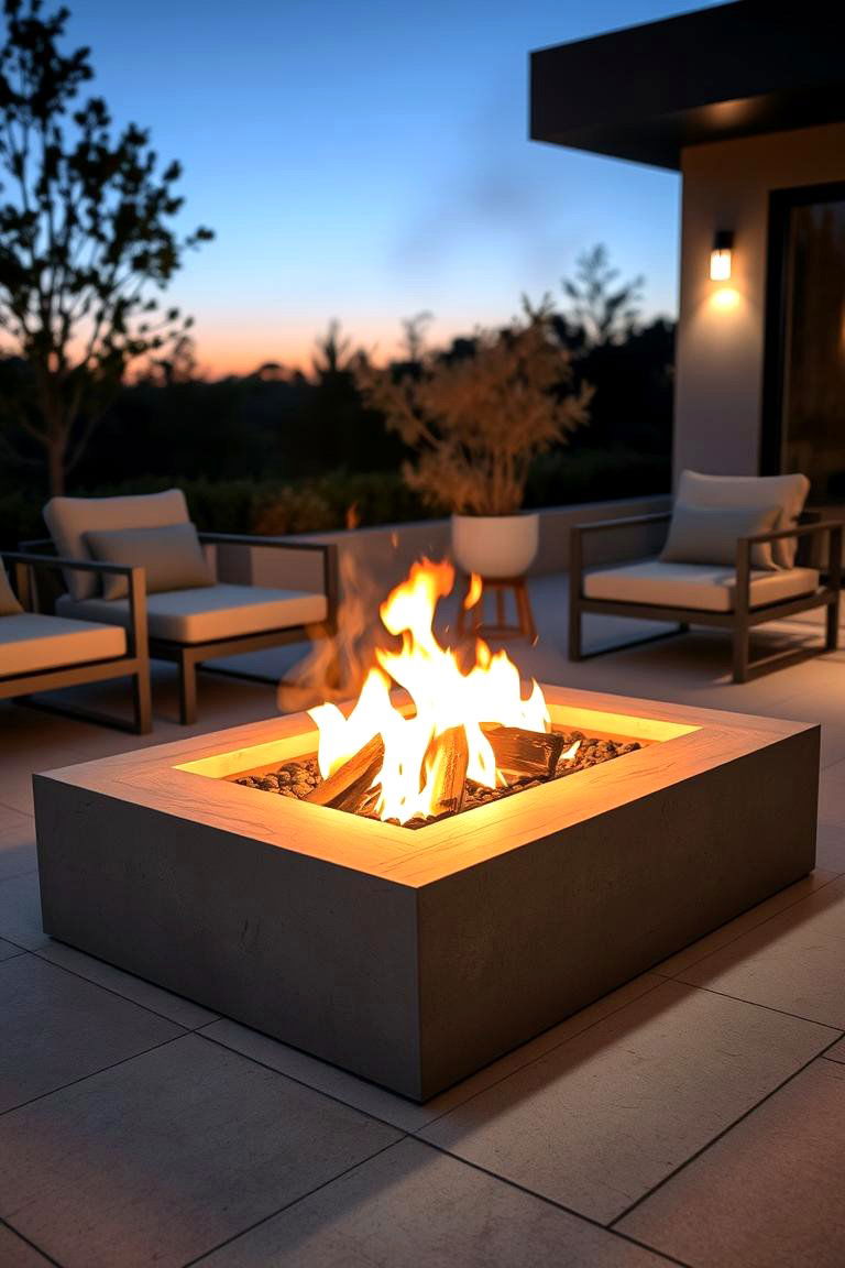 Modern Concrete Fire Pit - 24 Wood Burning Fire Pit Ideas