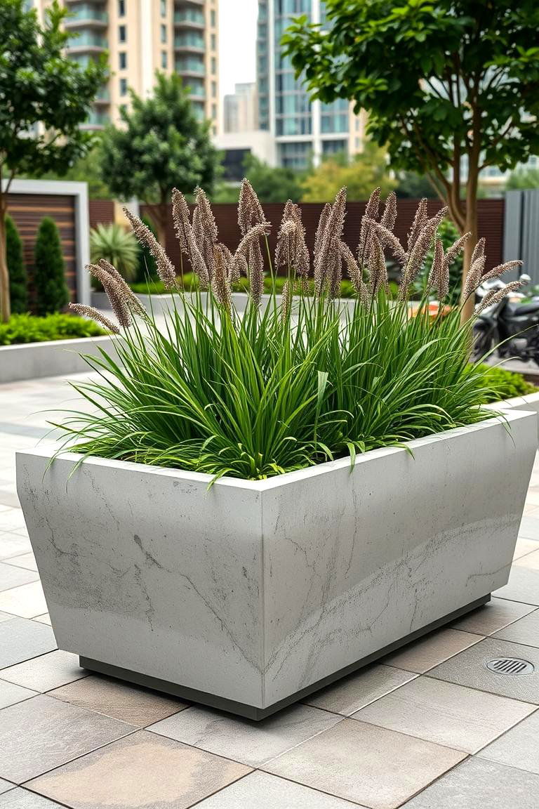 Modern Concrete Planters with Integrated Irrigation - 24 Concrete Garden Ideas