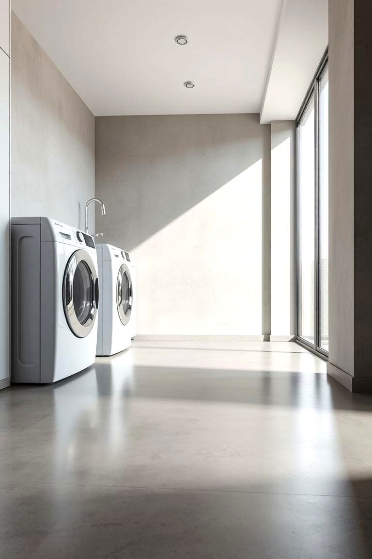 Modern Concrete Style - 24 Laundry Room Floor Ideas