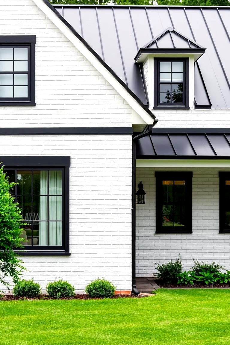 Modern Contrast and Impact - 24 White Brick House With Black Trim