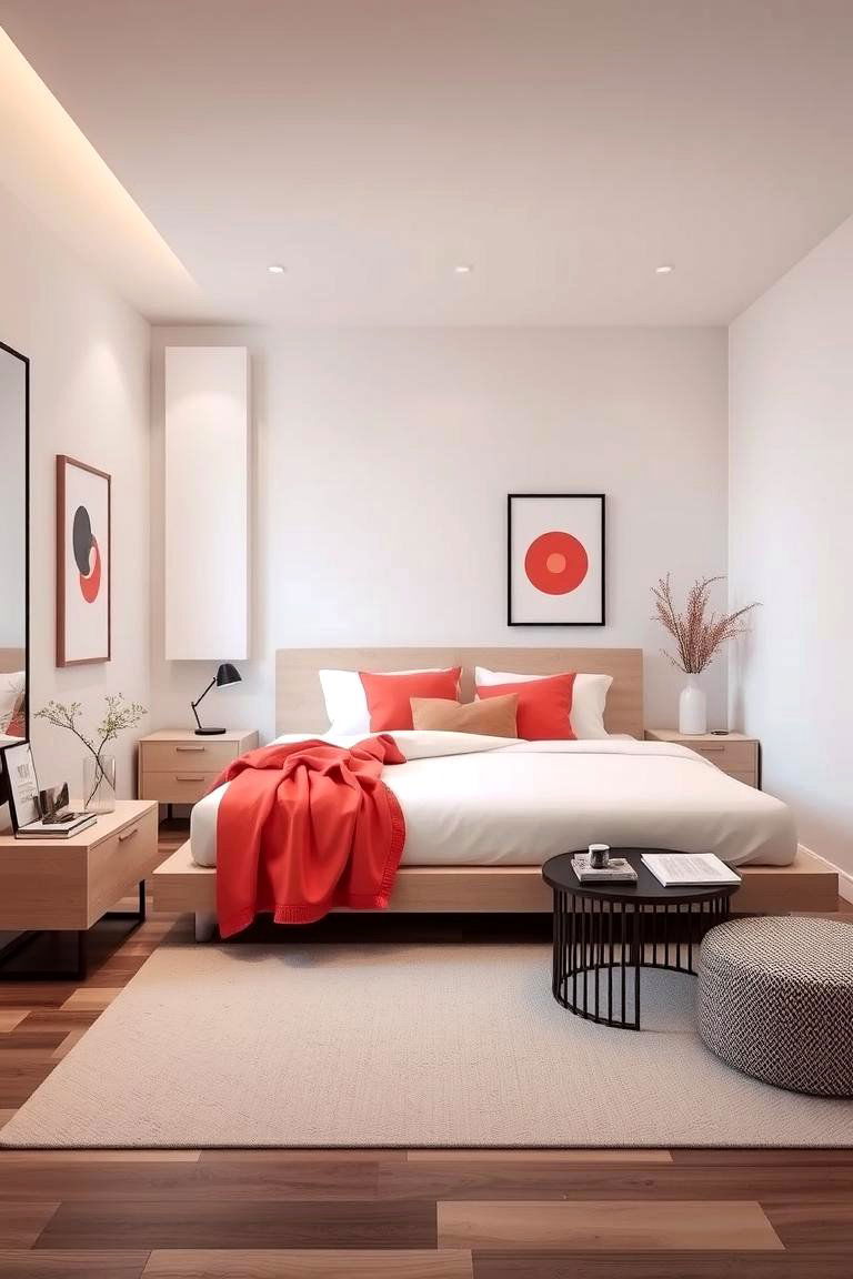 Modern Coral Simplicity - 24 Coral Bedroom Ideas