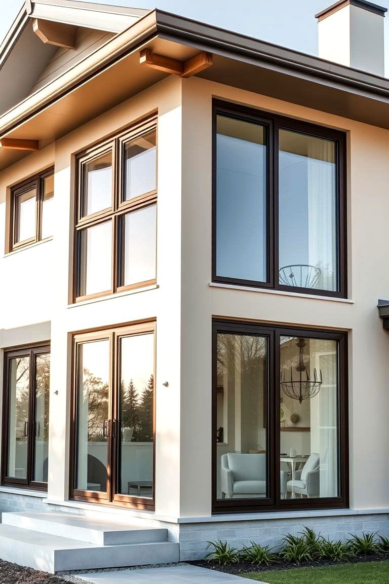 Modern Cream and Brown Window Frames - 24 Cream and Brown House Exterior Ideas
