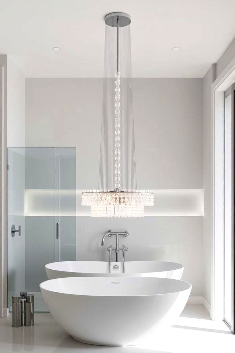 Modern Crystal Pendant Chandelier - 24 Bathroom Chandelier Ideas