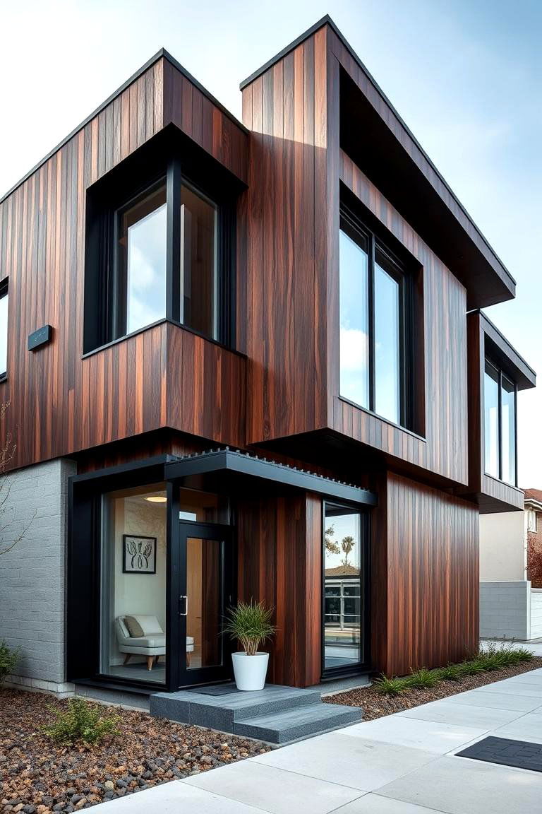 Modern Dark Brown and Black Contrast Design - 24 Dark Brown House Exterior Ideas