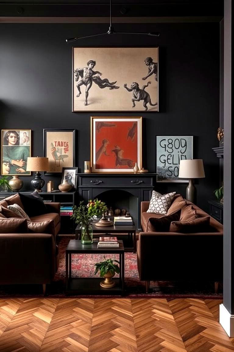 Modern Dark Eclectic - 24 Dark Living Room Ideas