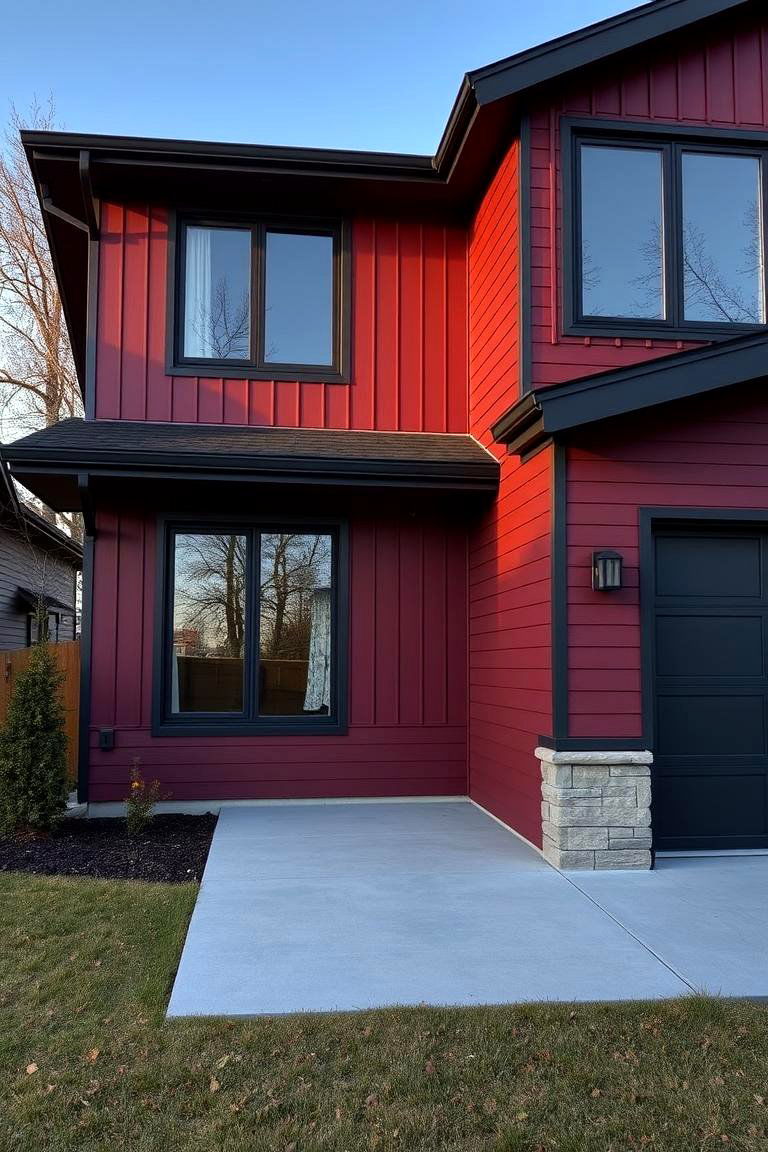 Modern Dark Red Siding - 24 Dark Red House Exterior Ideas