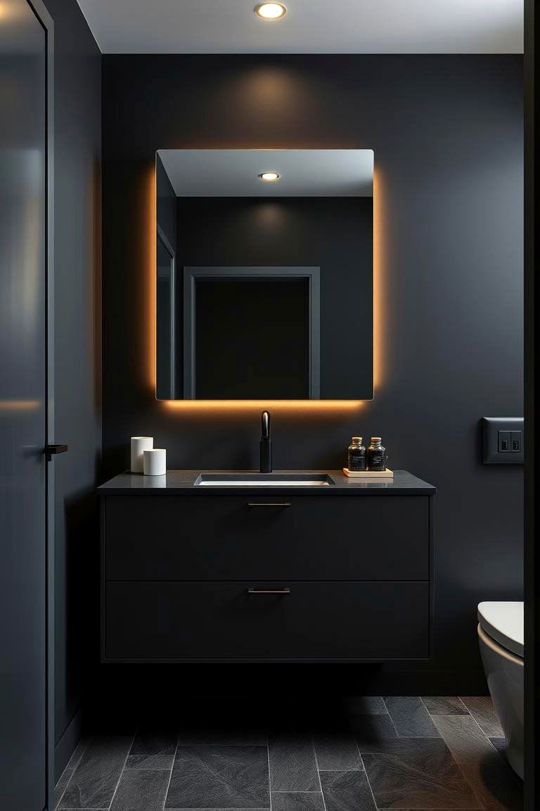Modern Dark Vanity Design - 24 Dark Bathroom Ideas