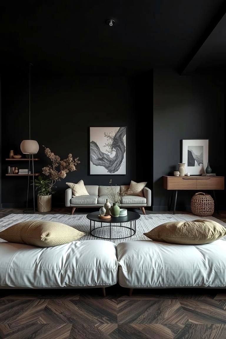 Modern Edge Black and Olive - 24 Bedroom Painting Ideas With Two Colors