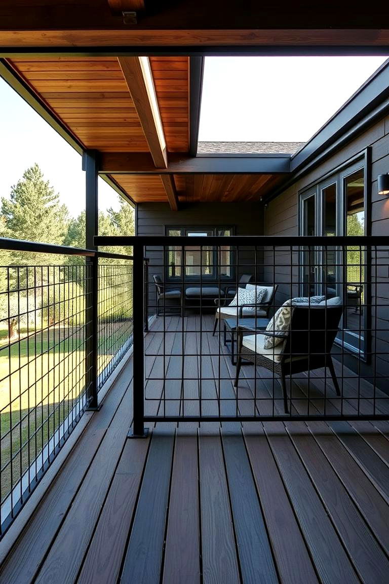 Modern Edge with Hog Wire - 24 Hog Wire Deck Railing Ideas