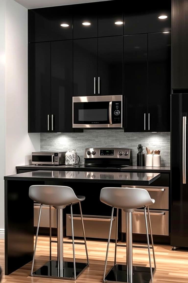 Modern Edge with Metallic Accent Cabinets - 24 What Color Cabinets Go With Black Appliances