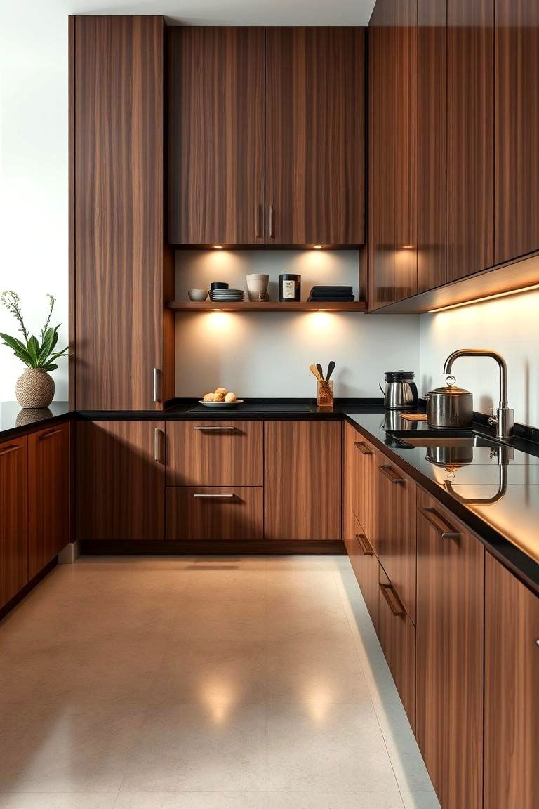 Modern Elegance - 24 kitchen with brown cabinets and black countertops ideas