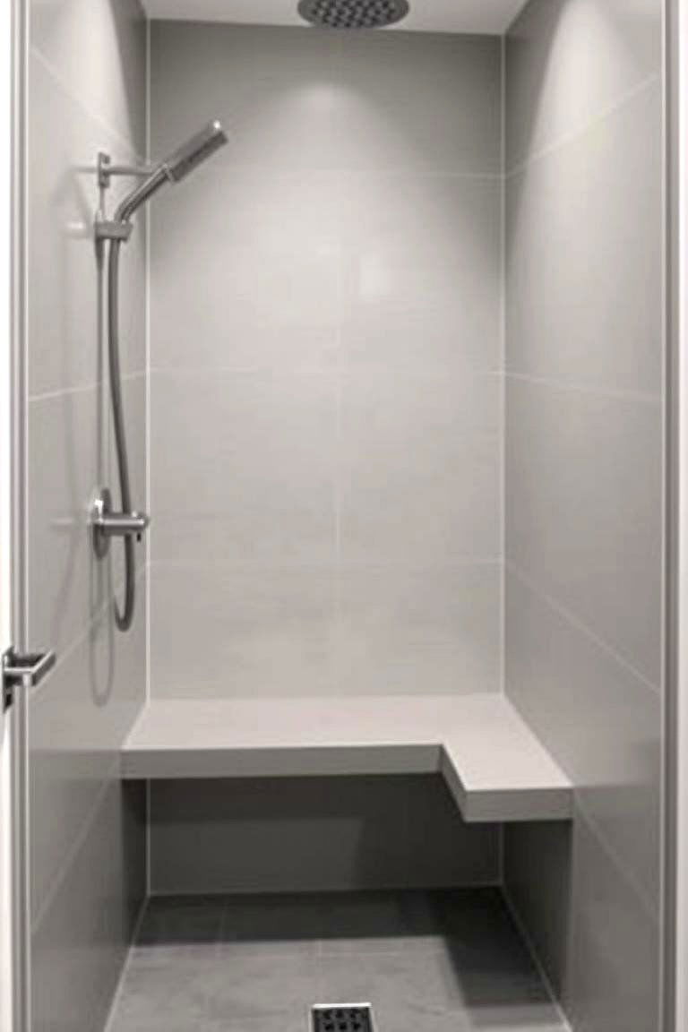Modern Elegance with a Floating Bench - 24 Small Bathroom Walk-in Shower Ideas