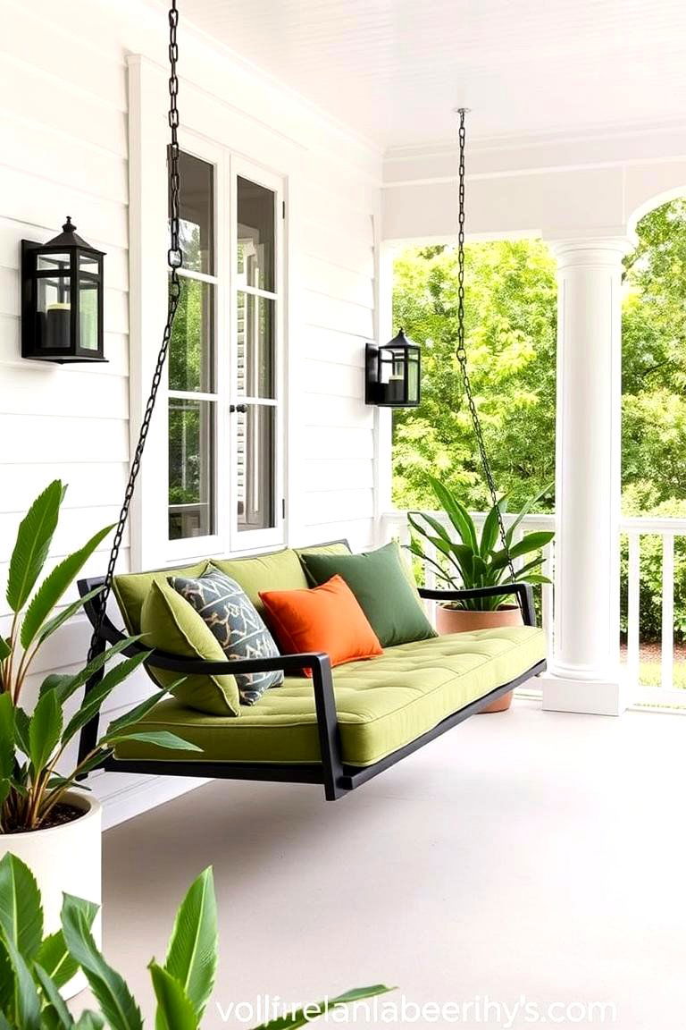 Modern Fabric Swing - 24 Front Porch Swing Ideas
