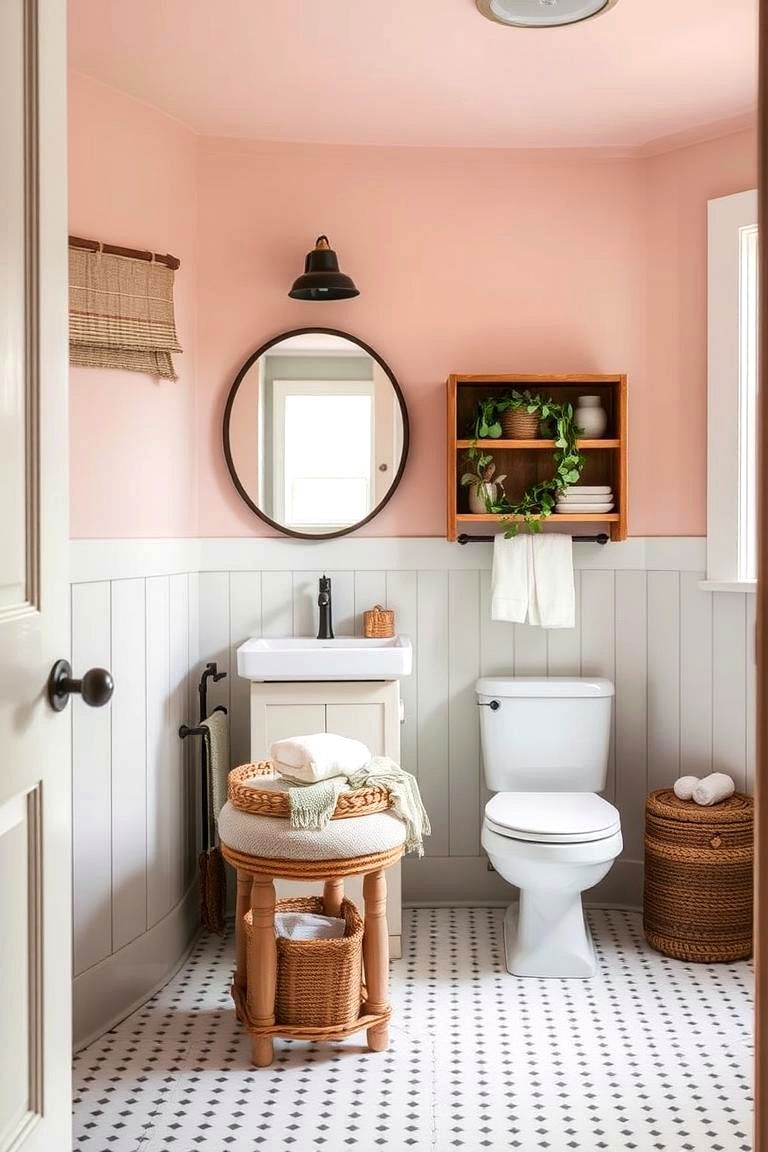 Modern Farmhouse - 24 Pink and Green Bathroom Design Ideas