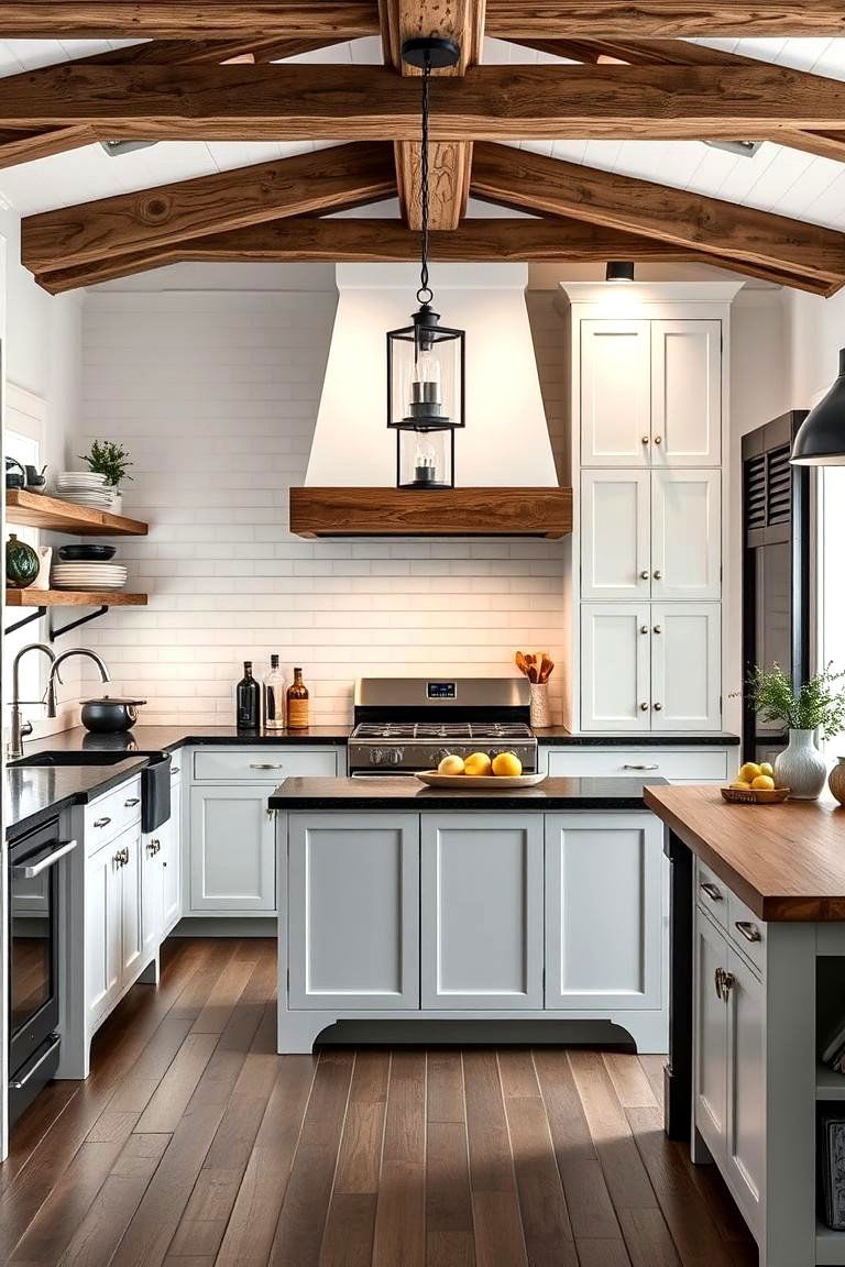 Modern Farmhouse Black and White Kitchen - 24 Black and White Kitchen Ideas