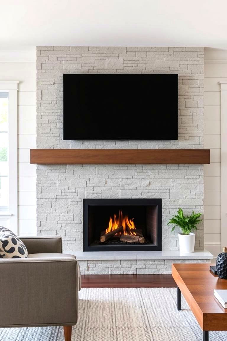 Modern Farmhouse Fireplace with Shiplap - 24 Farmhouse Fireplace Ideas