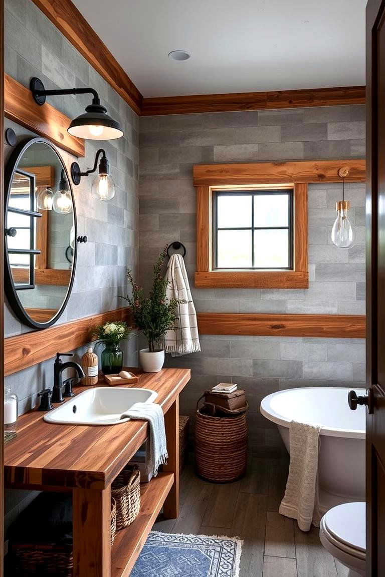 Modern Farmhouse Fusion Bathroom - 24 Eclectic Bathroom Ideas