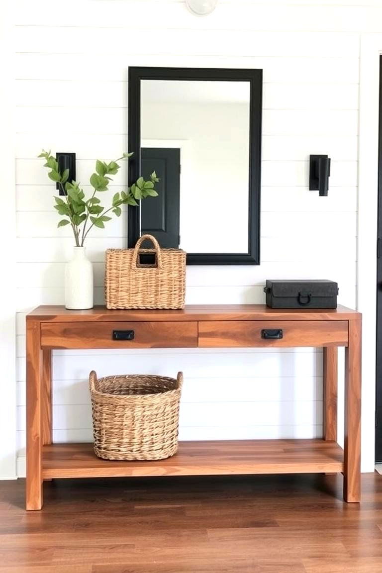 Modern Farmhouse Style with Natural Wood Accents - 24 Modern Entryway Ideas