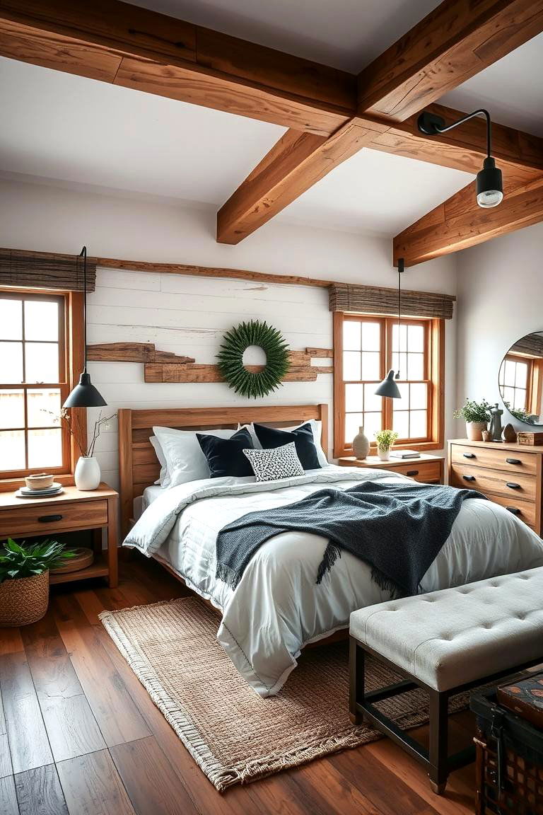 Modern Farmhouse Twist - 24 Black and White Bedroom Ideas